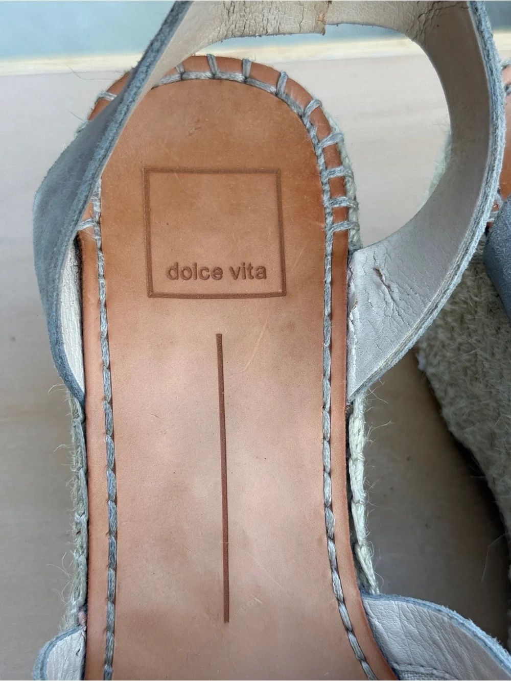 Dolce Vita Lesly Espadrille Platform Wedge Sandals Light Gray Suede 8